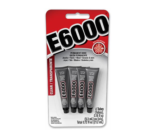 غراء E6000 الصناعي القوي – عبوة 4 أنابيب × 5.3 مل (شفاف)
